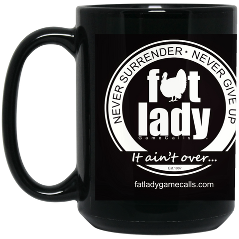 Fat Lady Turkey Shield - 15 oz. Black Mug